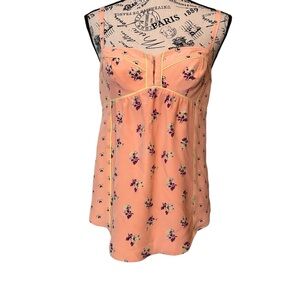 Rebecca Taylor Peach Floral Silk Corset Bustier Top Tank Sleeveless Blouse | 2